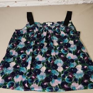 Loft Dressy Tank With Ribbon Straps Floral Sz Xl